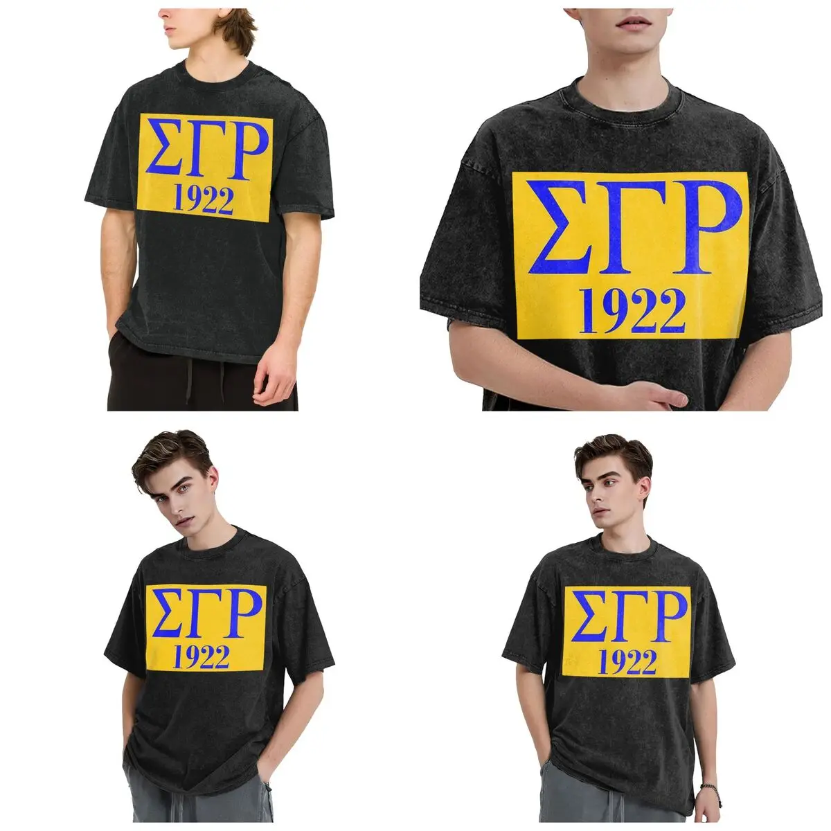 Streetwear T-Shirts Sigma Gamma Rho 1922 Washed T Shirt Short Sleeve Hip Hop T-Shirt Tops Tees for Men Women