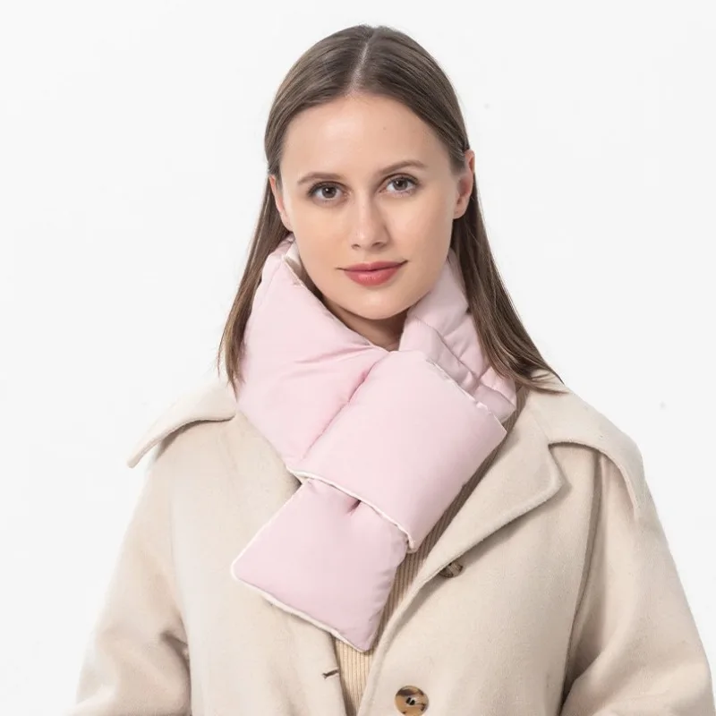 Thickened Feather Velvet Scarf Warm Winter Cross Neck Cover Scarf Women Scarf Soft Cozy