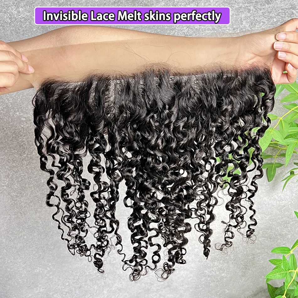 13x4 Transparent Lace Frontal Burmese Curly Human Hair Natural Color Preplucked Bleached Knots Invisible Lace Raw Virgin Hair