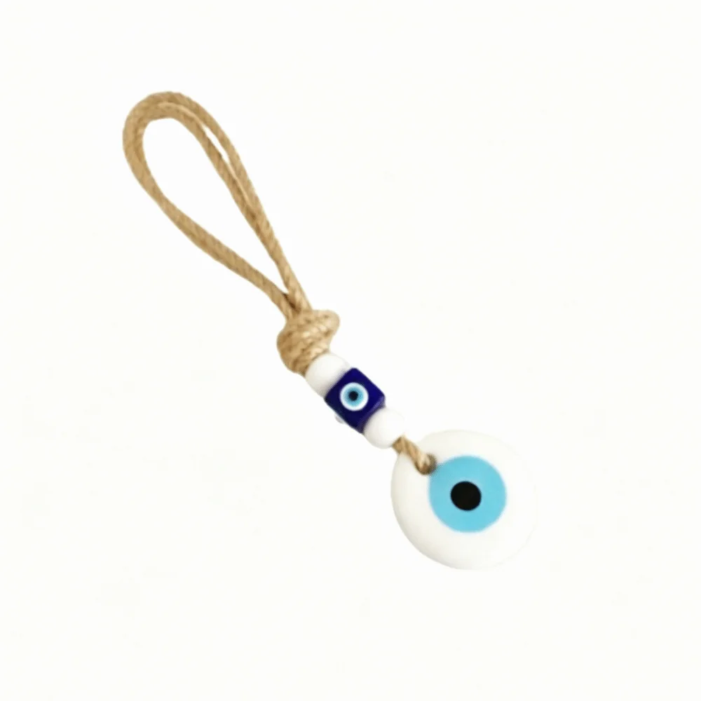Blue Turkish Demon Eye Pendant Transparent Bead Multi Color Bead Keychain Glass Pendant Bohemian Lucky Eye Keyring