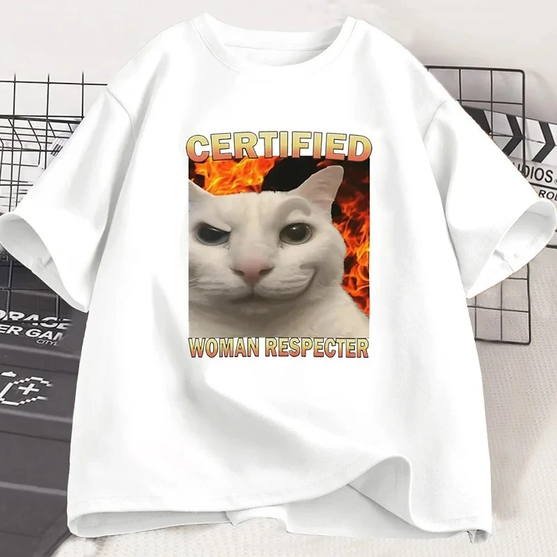 معتمد امرأة احترام مضحك القط ميمي تي شيرت النساء الرجال سخيفة القطط تي شيرت قبيح التي شيرت غبي نكتة مطبوعة التي شيرت للجنسين #2