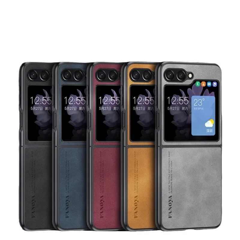 غلاف جلدي ريترو لهاتف samong Z Flip ، غطاء مقاوم للصدمات غير لامع ، Z Flip 3 ، 4 ، 5 ، قشرة فاخرة لـ Z Flip 6