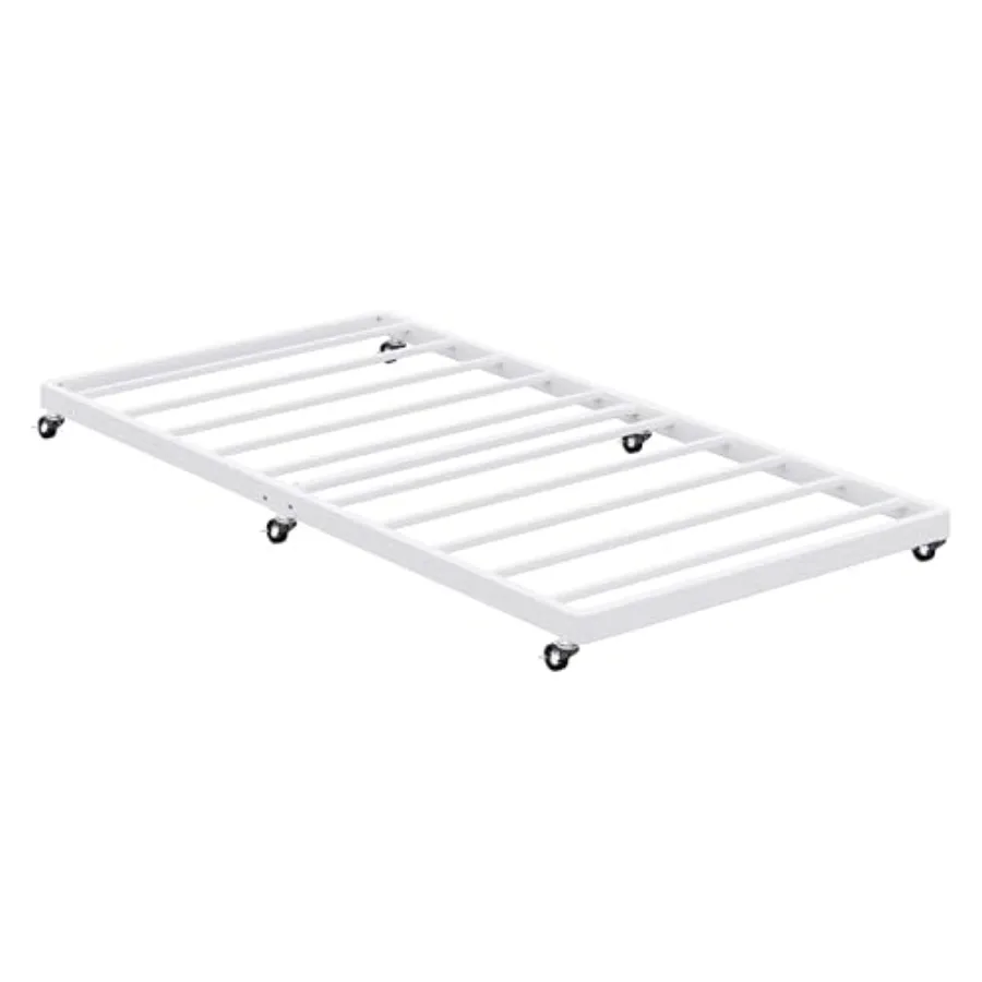 

Каркас двуспальной кровати с металлическими рейками. Свернутая конструкция. Простая сборка. Стальной каркас с запираемыми колесами. Бесшумная выдвижная кровать f.