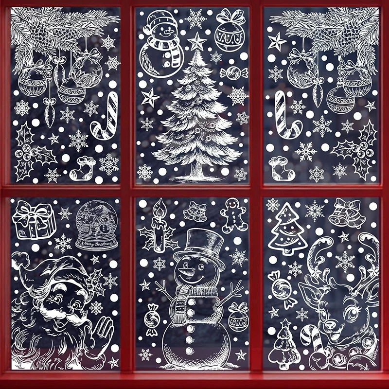 Christmas Stickers Winter Snowflake Elk Static Stickers Christmas Party Supplies Pendant Gift Box Window Stickers