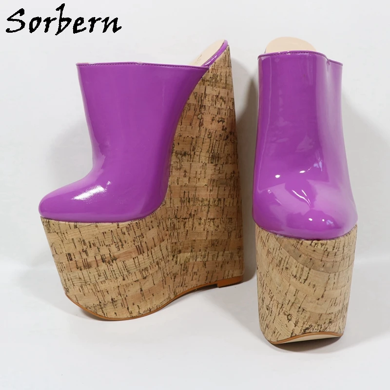 Sorbern 26cm Extreme High Heel Mules Women Shoes Crok Wedges Platform Closed Toe Slip On Transfer Girls Drag Queen Slides Custom