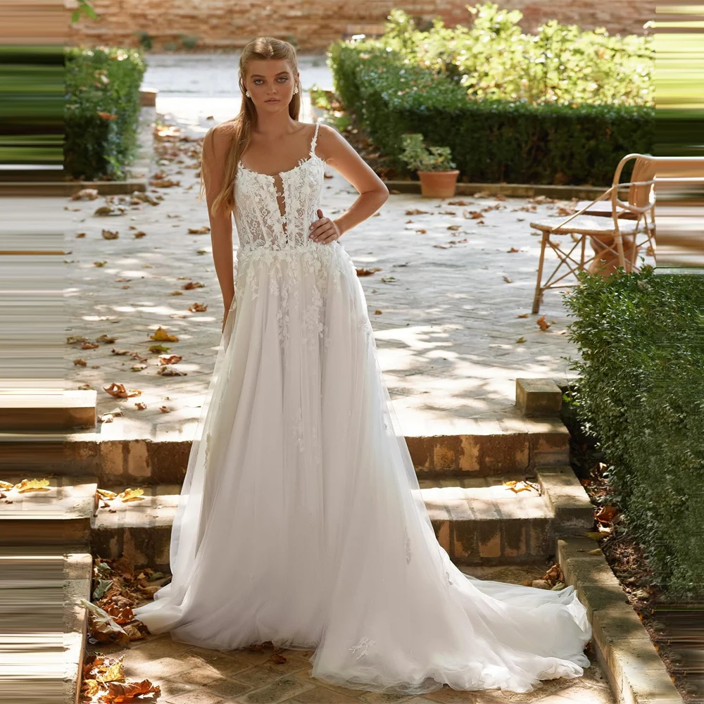 2025, herzförmiger Kragen, ärmellose Brautkleider, A-Linie, Brautkleider, anmutige Wischlänge, Party, Vestidos de Novia, individuell gestaltet