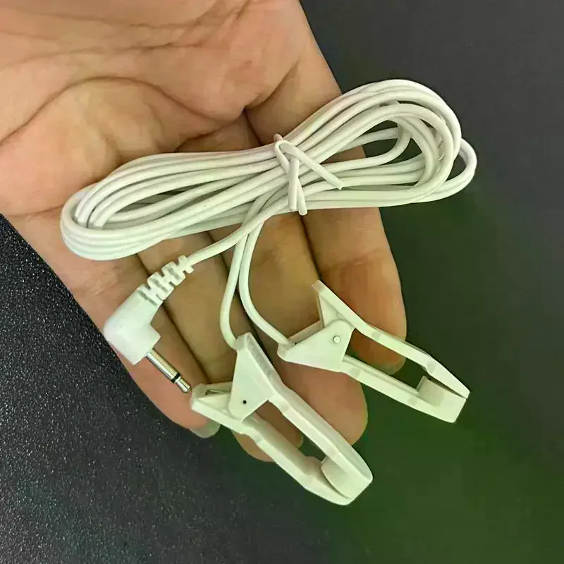1Pcs Ear Clip Electrode Lead Wire 2.5mm Right Angle Plug Dual Ear Clamp Cable For TENS Pulse Therapy Massager Device