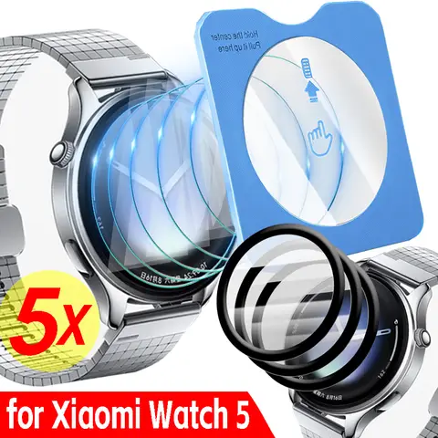 1/2/3/5Pcs Easy Installation Tempered Glass for Xiaomi Watch 5 with Positioning Film Kit PMMA HD Soft Film for Xiaomi Watch 5