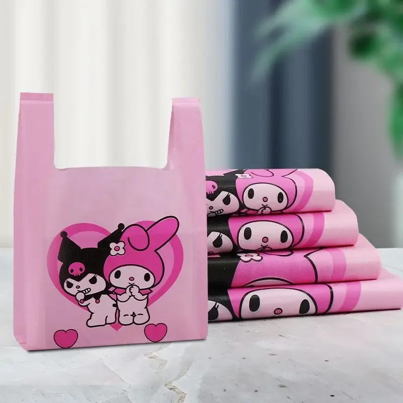 50szt Sanrio Kawaii MyMelody Worek na śmieci Kuromi Pochacoo Anime Kamizelka w stylu Duża zagęszczona ręczna plastikowa torba do pakowania w gospodarstwie domowym