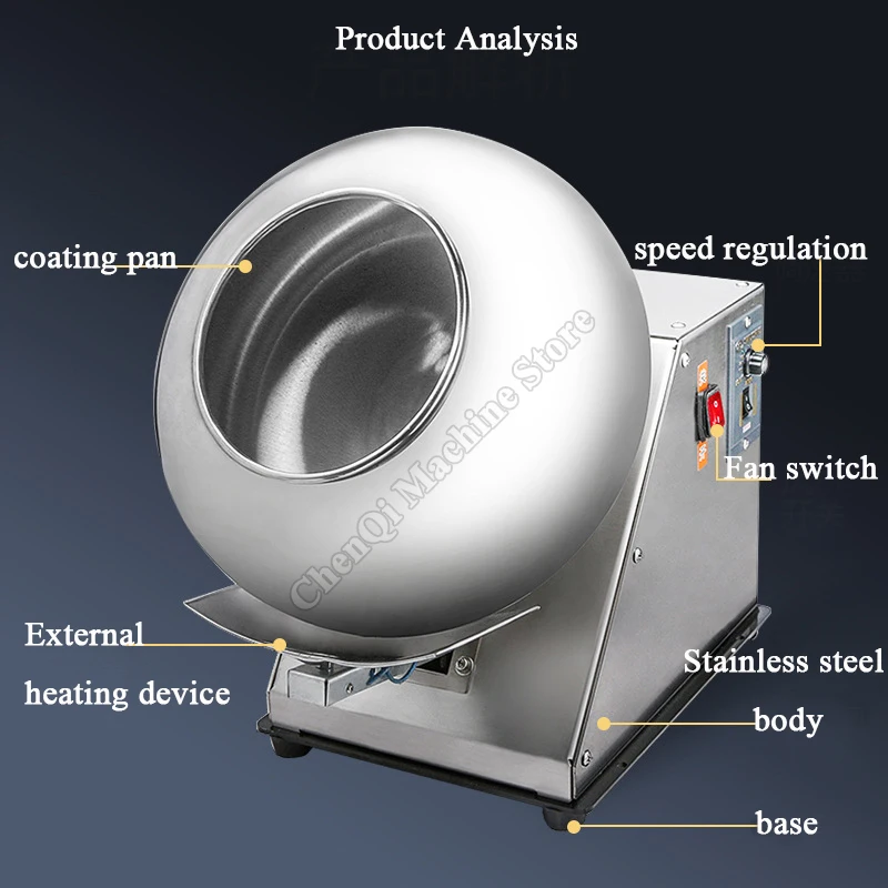 Máquina de polimento totalmente automática, medicina chinesa, revestimento de grânulos, comercial, processamento de alimentos pequenos, revestimento de açúcar