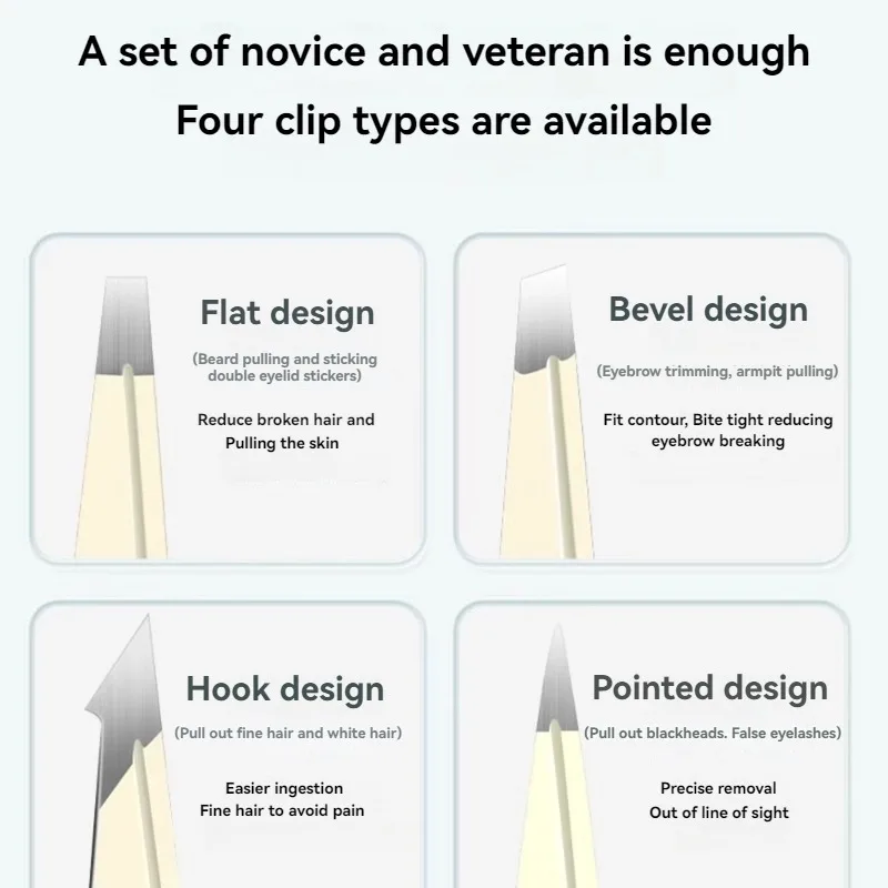 Cmgf high precision eyebrow clip small tweezers eyebrow trimming beard pulling tool, stainless steel false eyelash clip set