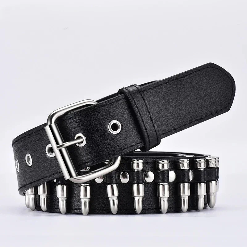 New Personality Ladies Leather Punk Belt Hollow Rivet Luxury Brand Belt Personality Rock Wild Adjustable Young Trend Belt