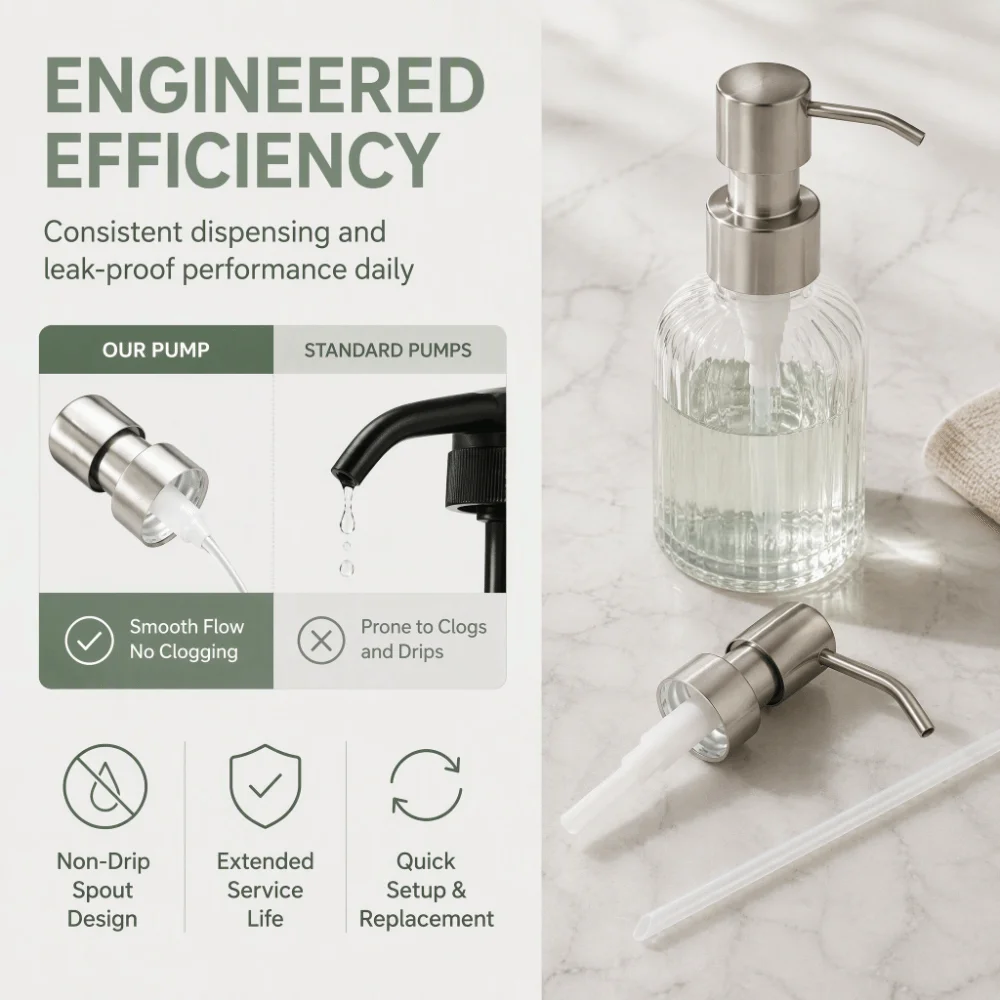 Stainless Steel Stainless Steel Pump 2.5cm Rust Proof Pump Replacement Head Press Lotion Dispenser Pump Standard Bottles