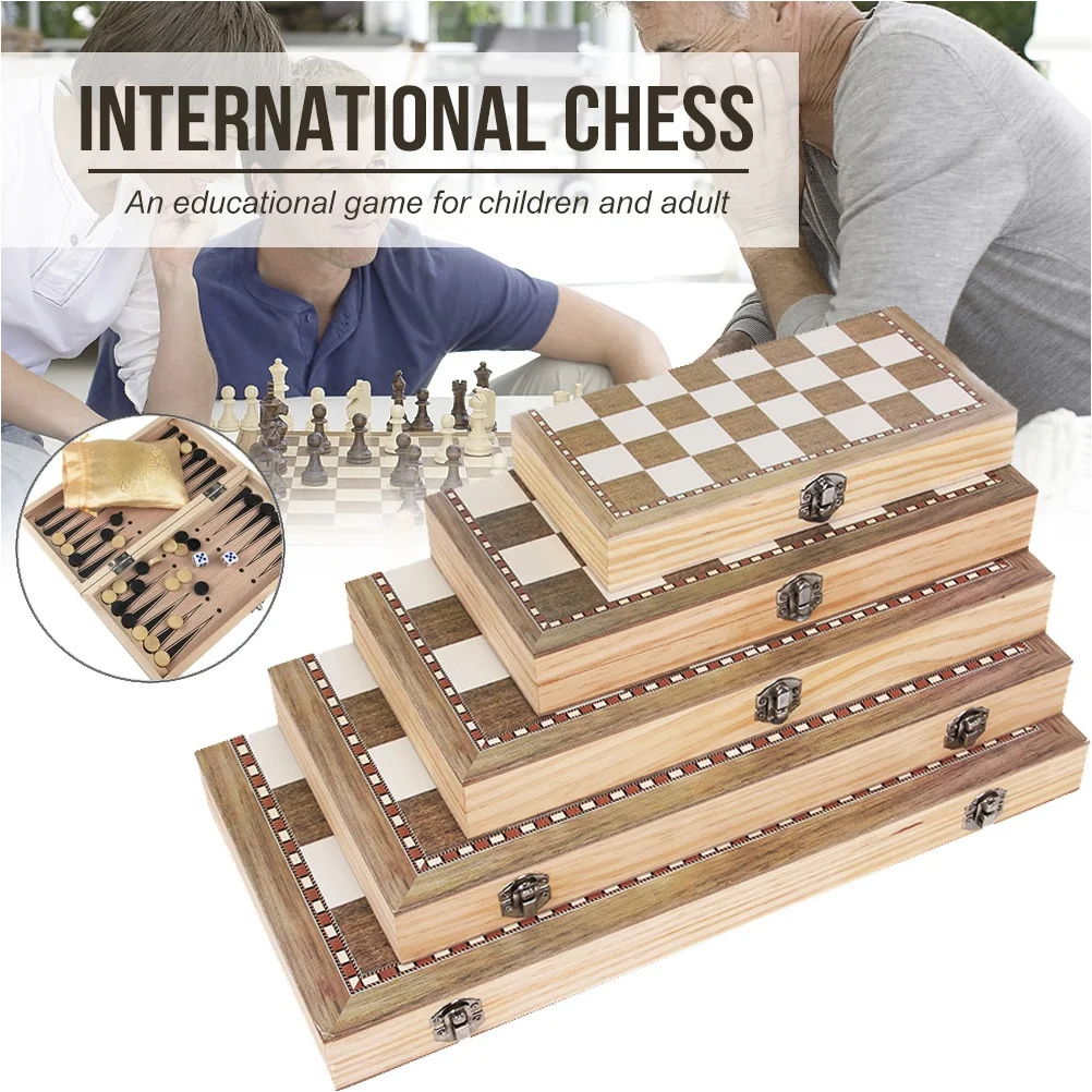 

1 Set Wooden Chessboard International Chess Toy Educational Chess Toy Foldable Chessboard Kit Chess Sets for Adults