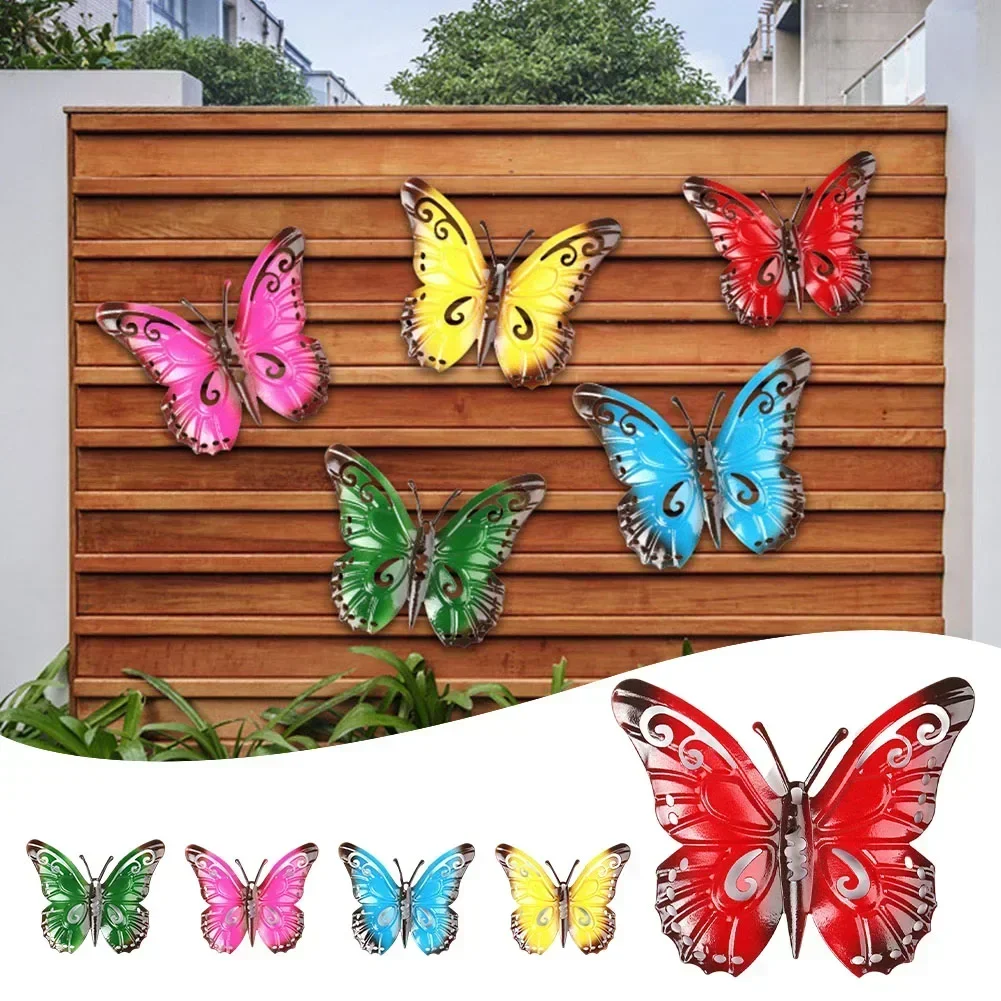 5 Pcs Metal Butterfly Wall Decor Butterfly Metal Wall Art Garden Butterfly Sculpture Hanging Ornaments Metal Wall Sculptures