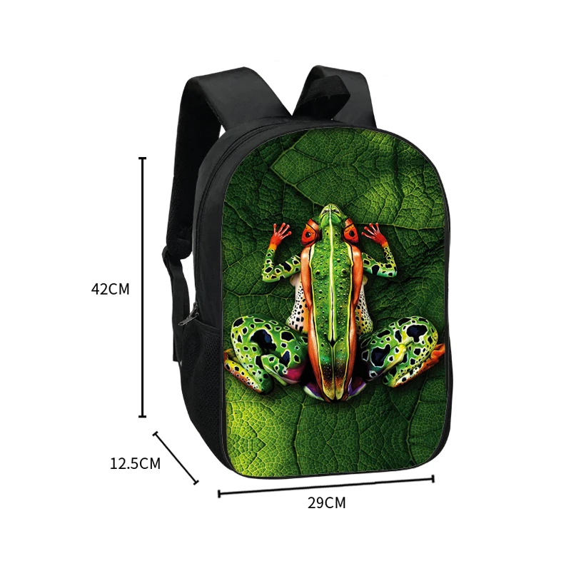 Reptiles Pet Frog Chameleon Snak Spider Print Backpack Women Men Shoulder Bags for Travel Children School Bags Kids Book Bag