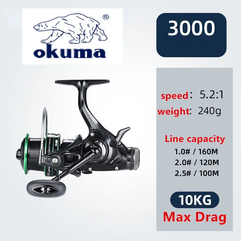 Imagem -03 - Okuma-carretel de Pesca de Freio Duplo 20max Relação de Velocidade de Arrasto 5.2:1 14 Mais 1bb Todo o Copo de Fio de Metal Roda de Giro 30006000