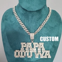 Customized Word Necklace rhinestone Pendant With 9MM Rhinestone Cuban Chain Hip Hop Jewelry Birthday Gift Drop Shipping