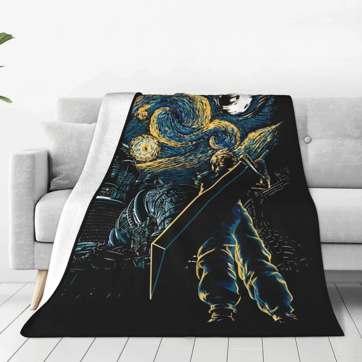 Final Fantasy Starry Remake Blanket Fleece Spring/Autumn Multi-function Lightweight Throw Blankets for Bed Bedroom Quilt