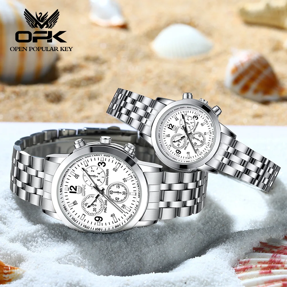 OPK 6015 Mens Watch OriginalQuartz Wristwatch Waterproof Luminous Multifunctional Chronograph Watch Box Authentic Product