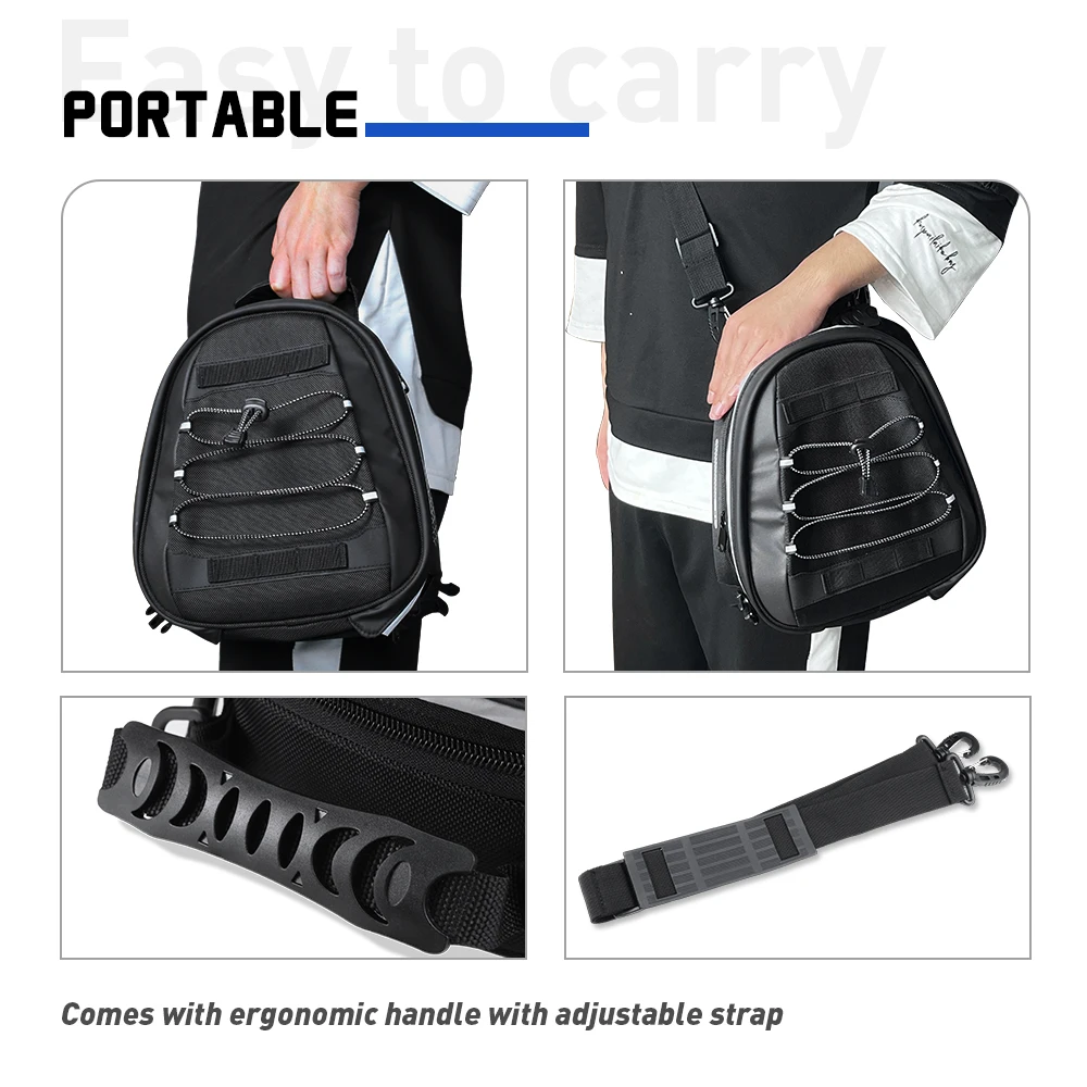Motorcycle tail bag expandable 8-10L universal motorcycle rear seat luggage storage bag, with shoulder straps and rain cover - Image 2