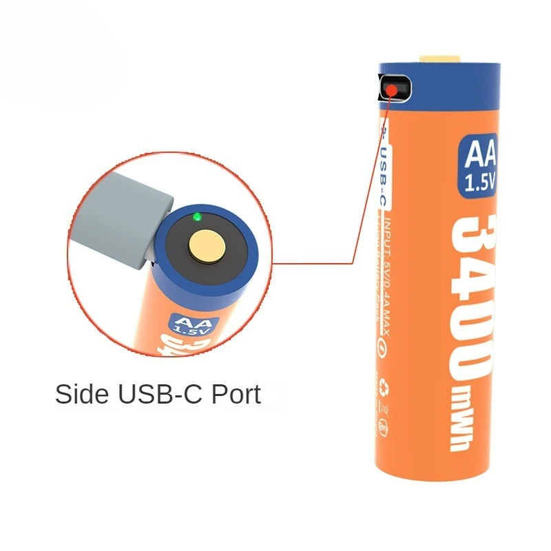 جديد 1.5 فولت 3400mWh AA بطارية قابلة للشحن USB نوع-C قابلة للشحن aa بطارية ليثيوم أيون للتحكم عن بعد الألعاب الكهربائية الماوس