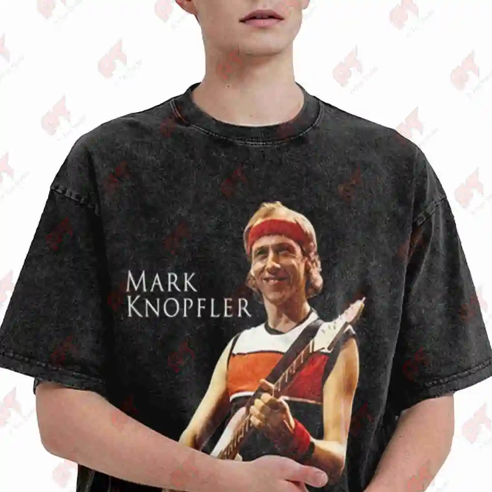 2026 Dire Straits Signed Guitar Knopfler Signature Vintage Washed Tee Pure Cotton T-Shirt