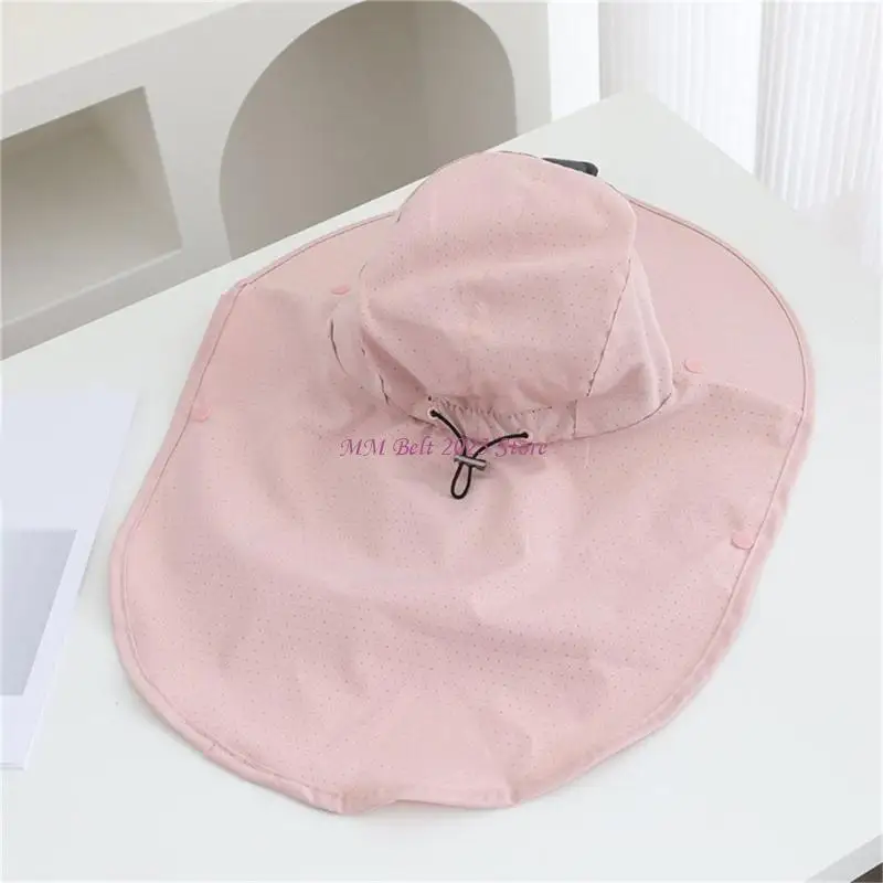 49ME Wide Brims Fisherman Hat Solar Powered Cooling Fan Hat For Hiking Heat Relief