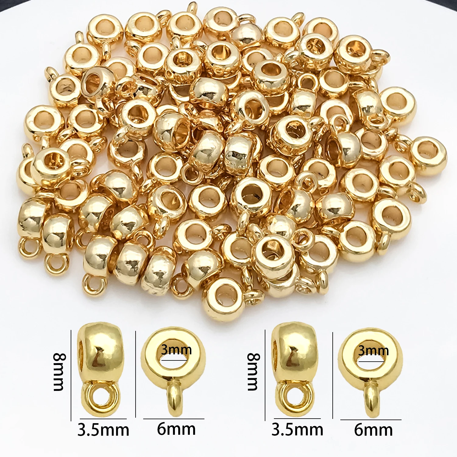 10pcs 18K Gold Plated Brass Charms Bail Beads Spacer Beads Clips Pendants Clasps Connectors For Bracelet Necklace Jewelry Making