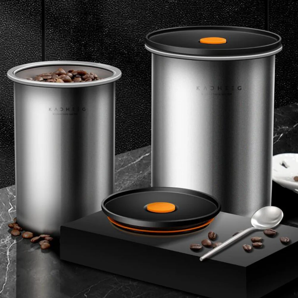 Coffee Can Sealed Food Container Bean Canister Dry with Lid Storage Airtight Stainless Steel Holder Tea