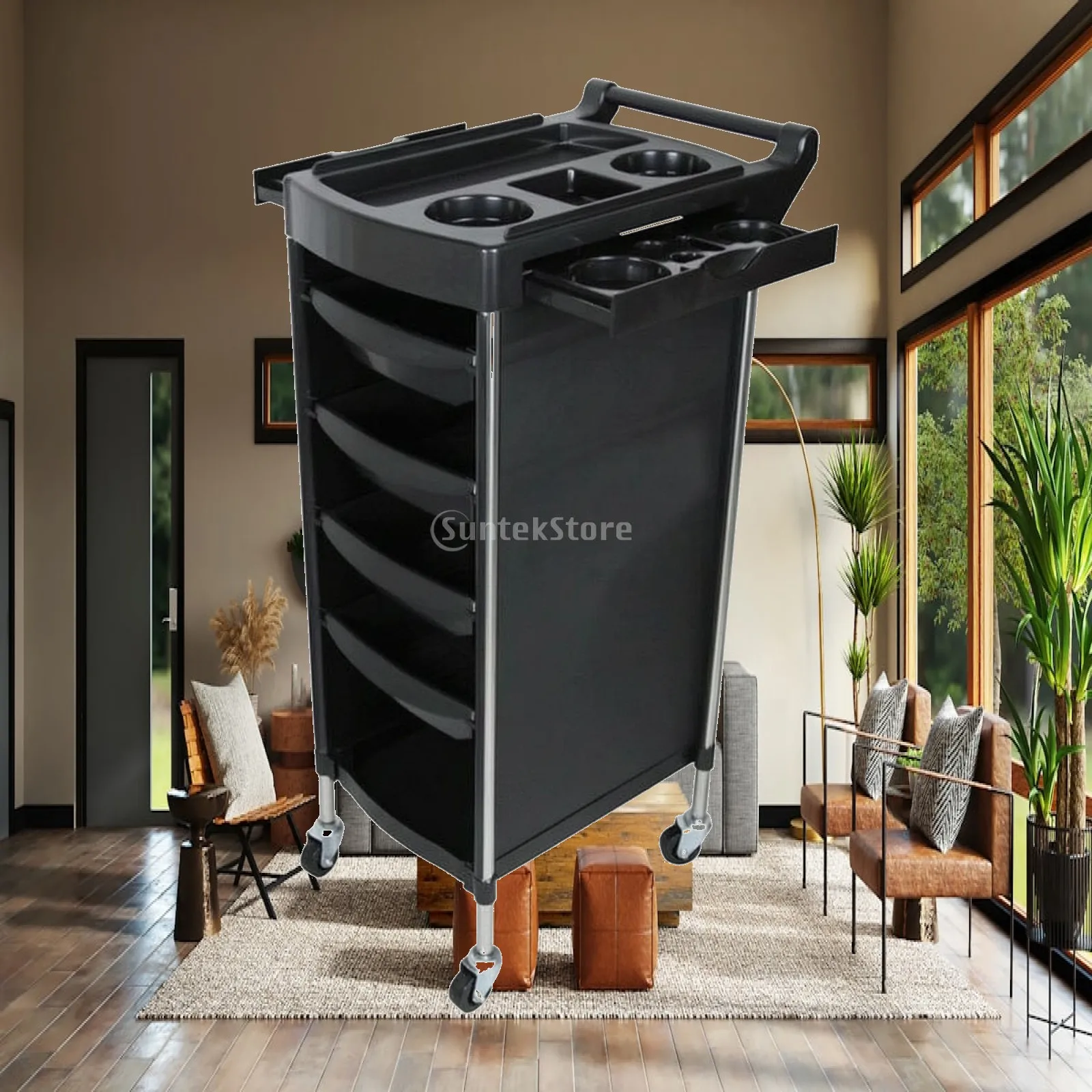 Salon Tool Cart with Wheels Easy to Maneuver Hairdressing Trolley with Trays Beauty Organizer Cart with Shelves Multifunctional
