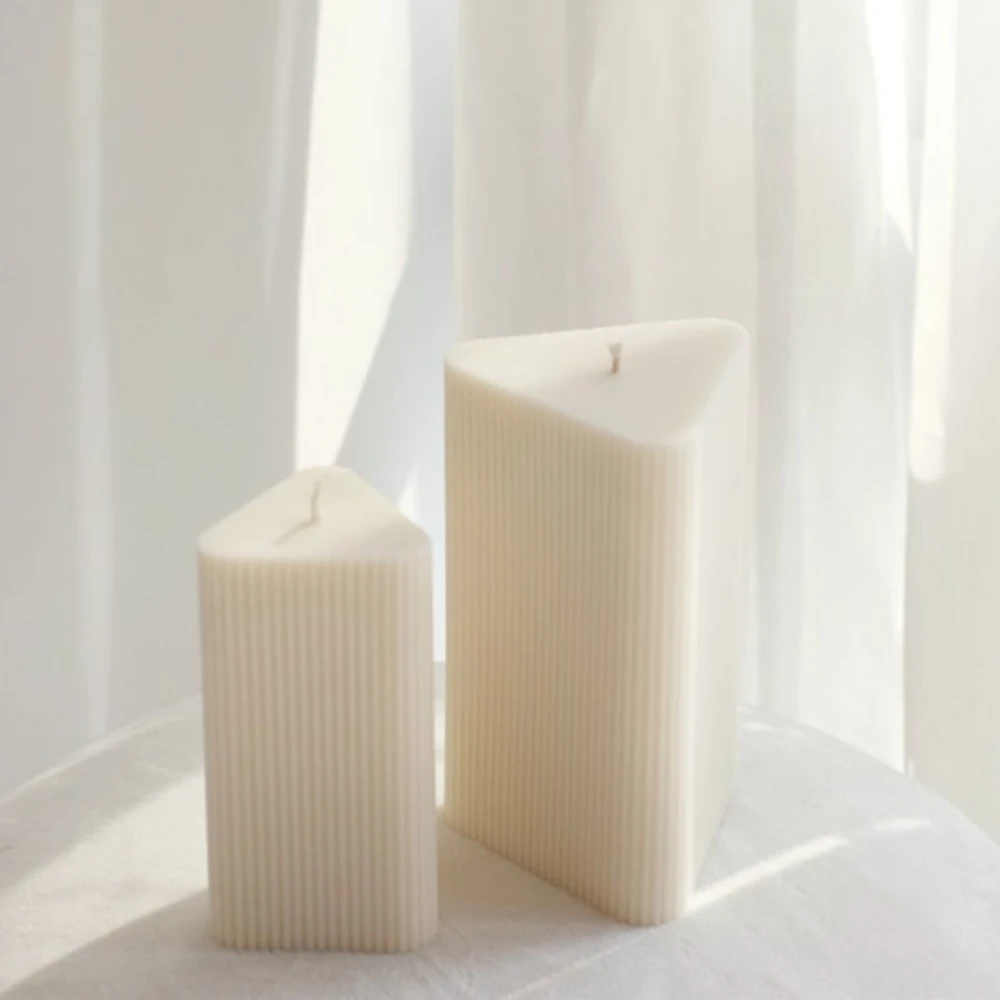 Striped Taper Acrylic Mold Triangle Pillar Scented Candle Making Supplies Geometry DIY Soy Wax Candleholder Mould Wedding Decor