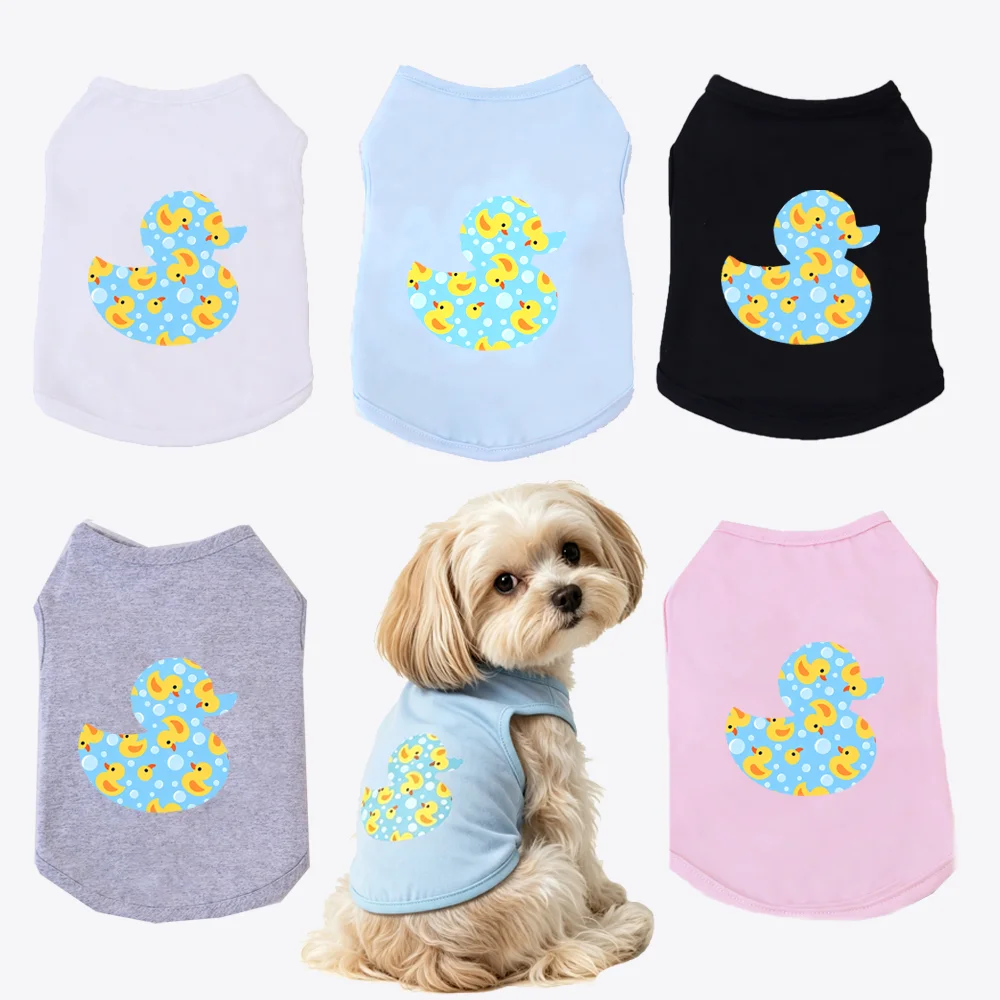 Summer Thin Cotton Dog Sleeveless Vest Cute Duck Pet Cooling Tank Top For Small Medium Dogs Maltese Bichon Teddy Daily Clothes