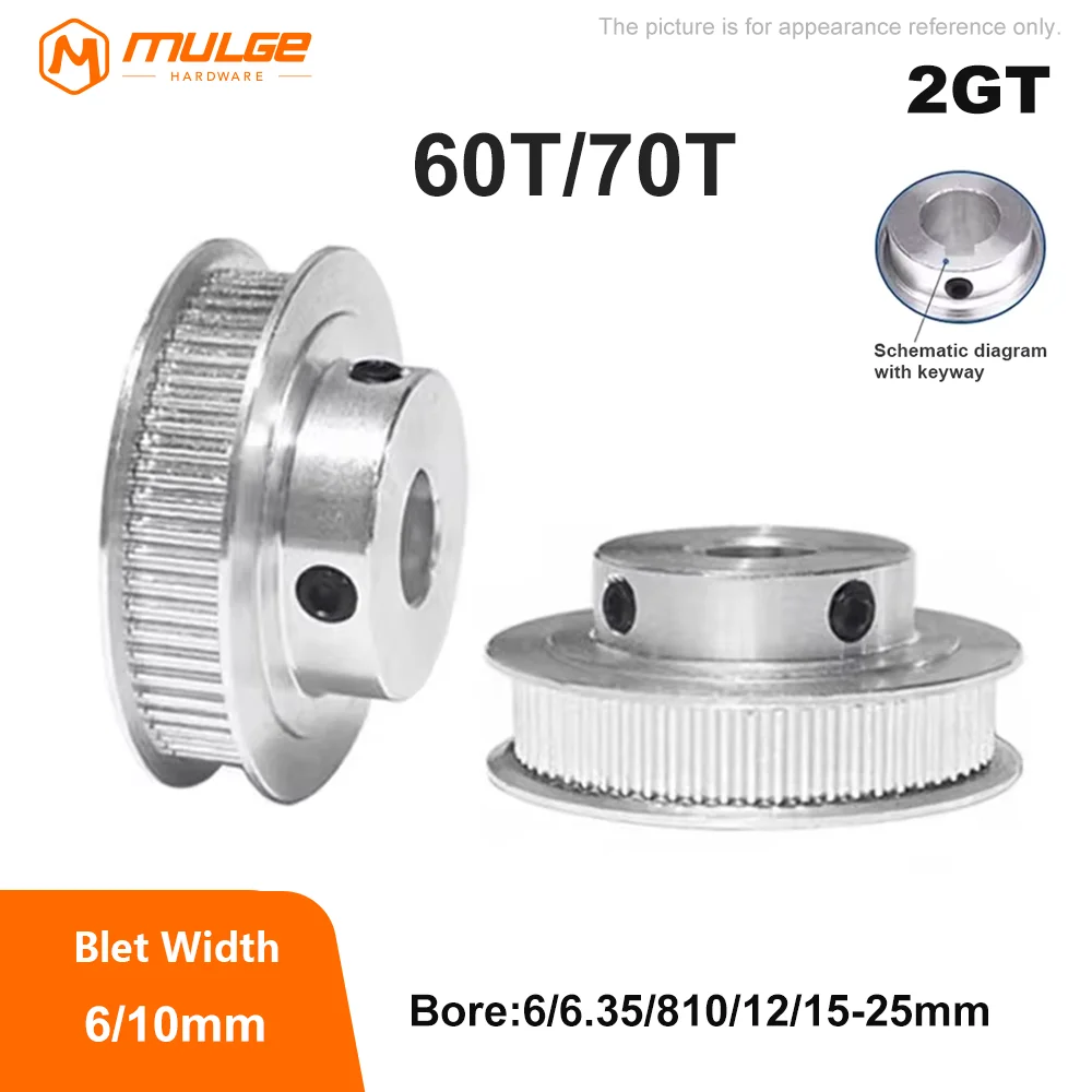 

60Teeth 70Teeth 2GT Timing Pulle Bore 5mm-25mm GT2 60T/70T Synchronous Wheels Width 6/10mm Belt 3D Printer Parts