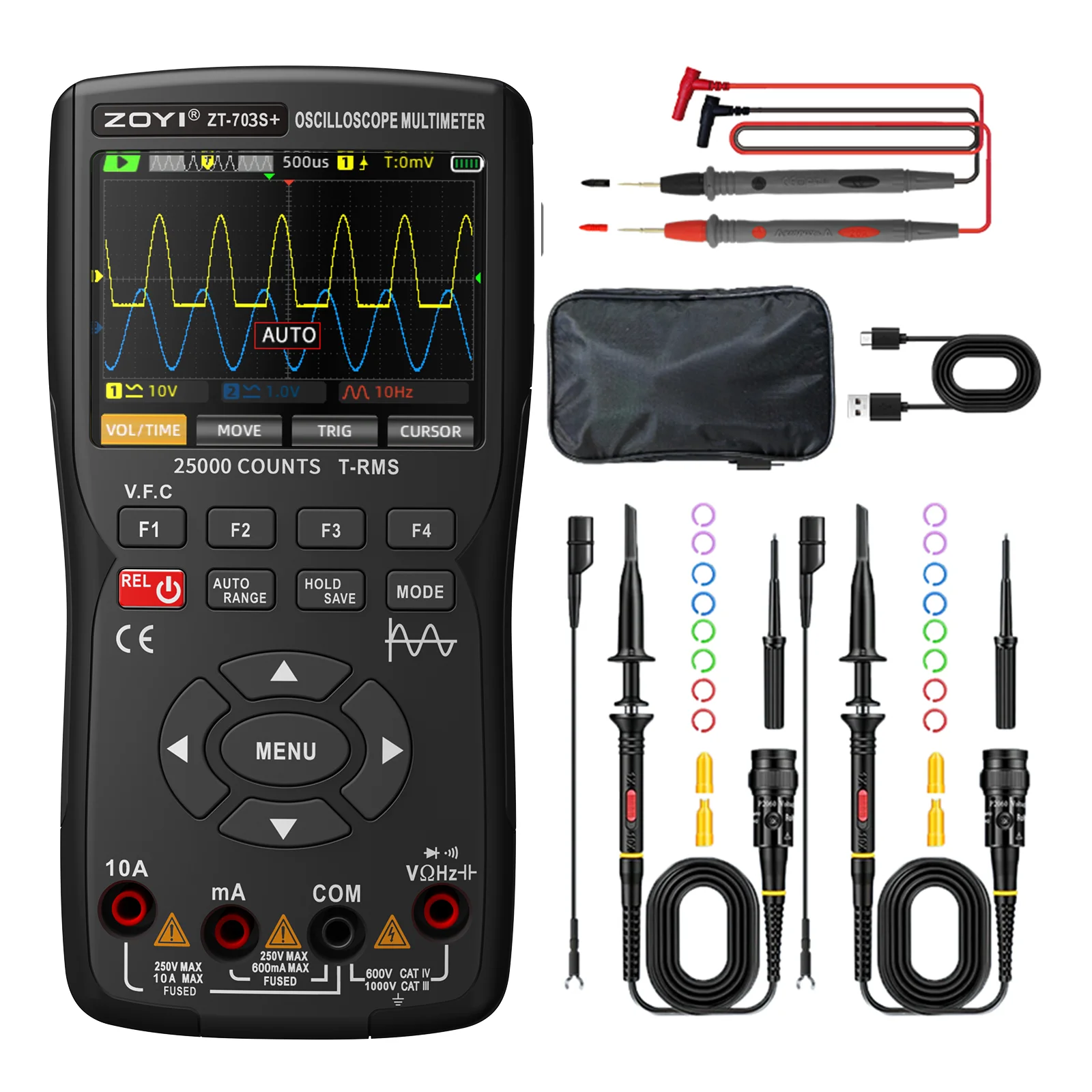 Car Automotive Oscilloscope Multimeter ZOYI ZT-706S 3-in-1 True RMS Digital Multimeter with Signal Generator for Vehicle Repair