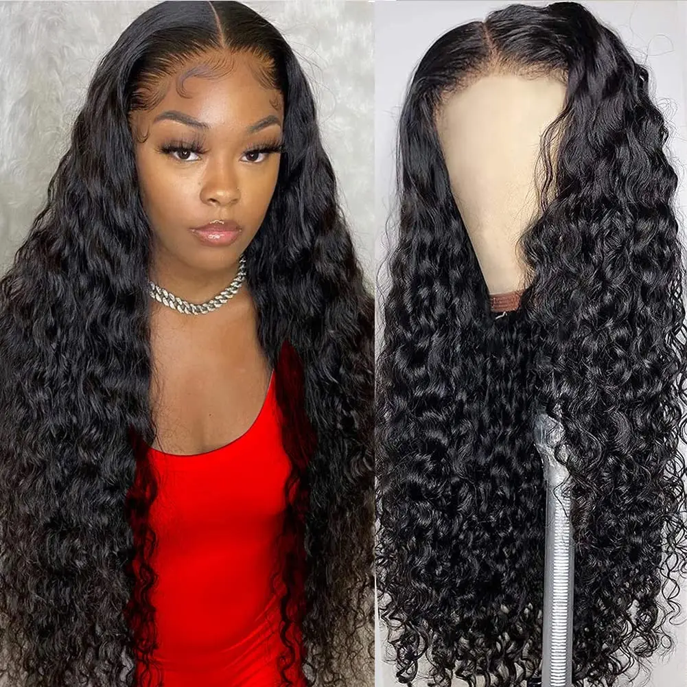 Deep Wave Frontal Wig 13x6 HD Lace Frontal Wig 13X4 30 32 34 36 38 Inch  Deep Curly Lace Front Wig Human Hair Lace Frontal Wigs