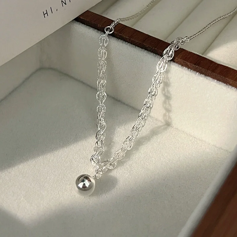 925 Sterling Silver Simple Flash Necklace for Women Collarbone Chain Retro Fashion Commuting Fine Jewelry Accessories Gifts
