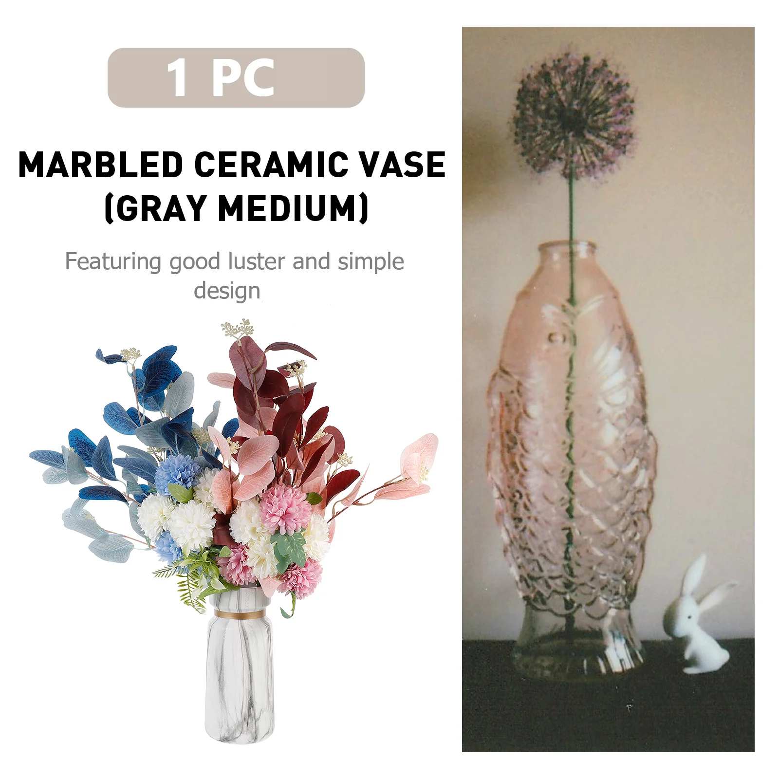 

Ceramic Marble Texture Vase Glossy Minimalist Flower Arrangement Vase Home Office Shop Desktop Decoration Flower Art