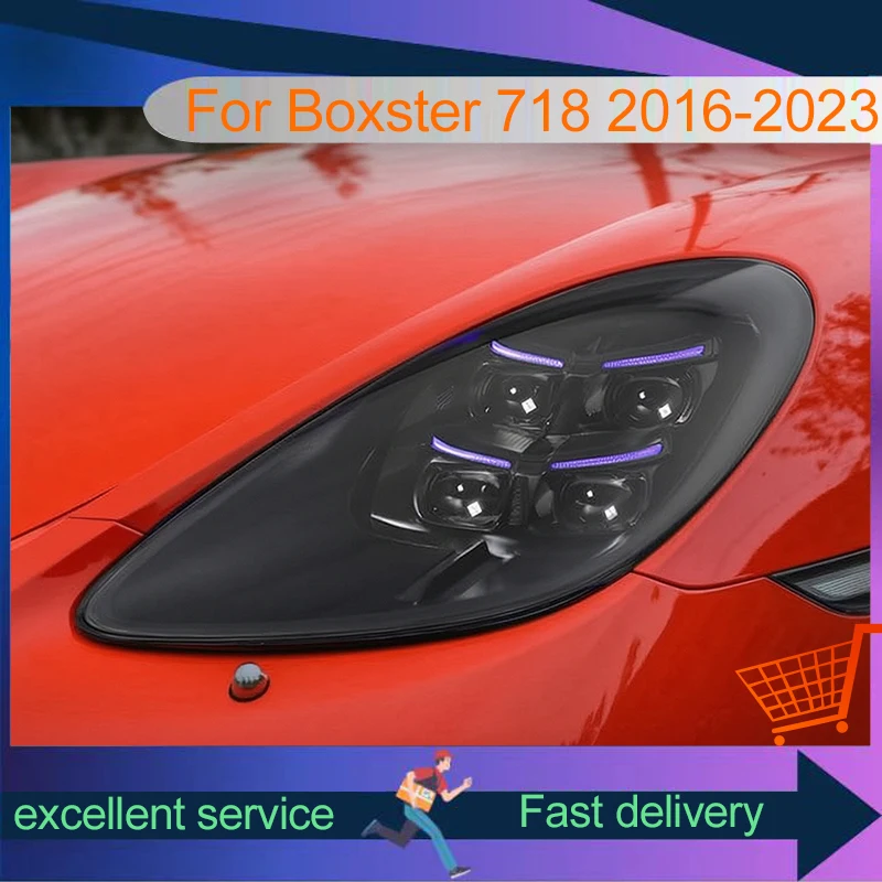 Car Styling For Porsche Cayman boxster 718 2016-2023 Front Lamp DRL Headlight Turn Signal Highlight LED Bulb Projector Lens Auto