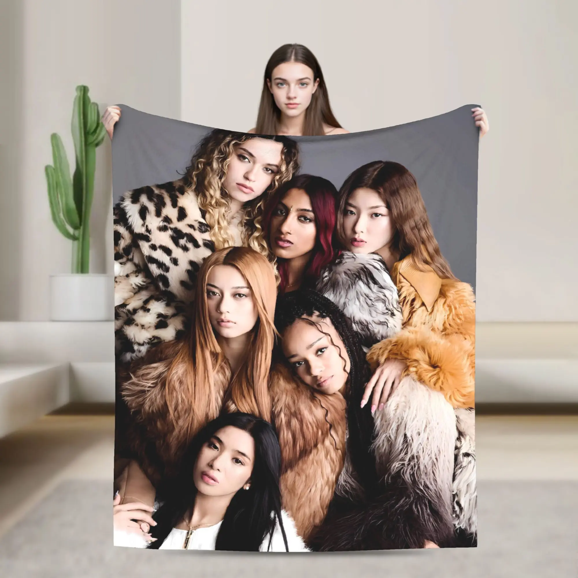 Girl Group Katseye (5) Blankets  Super Warm Funny Plush Throw Blanket For Bedroom Decorative Flannel Bedspread Bed Cover