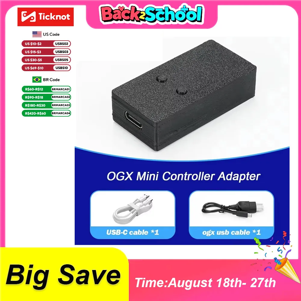 Adaptador de Mini controlador OGX para Xbox/PC/PS3/Switch Original, convertidor de mando con cable para Xbox 360/Xbox Series X, Control USB