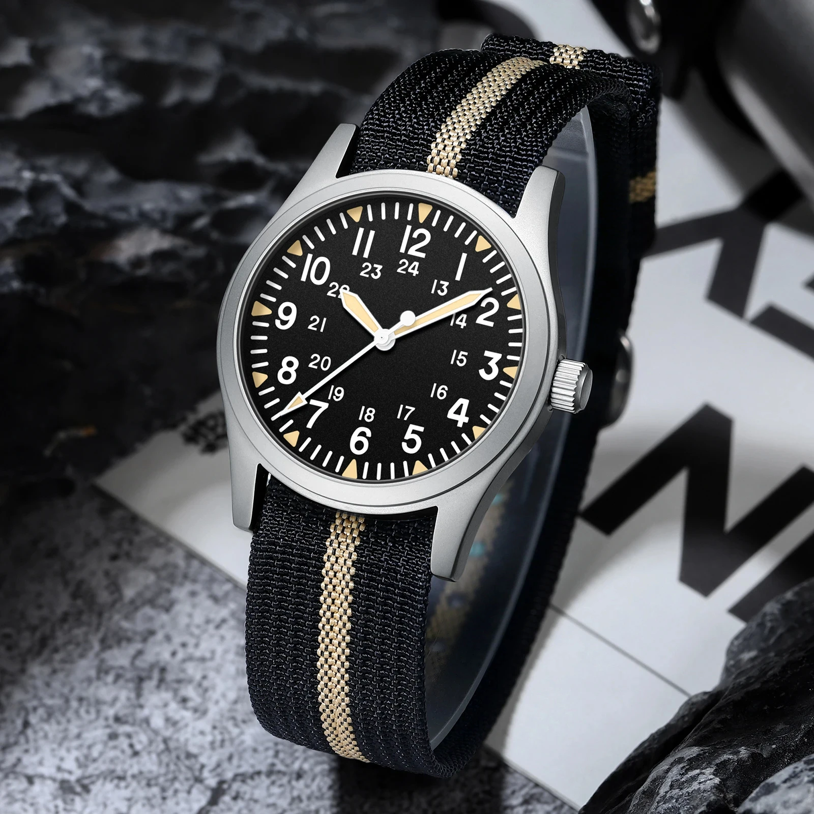 MILITREK 2026 Neue 37mm Militär Retro Gürteluhr Herren VK31 Quarzuhr Edelstahl 100m Wasserdicht C3 Nachtlicht Reloj Hombre – Detail 4