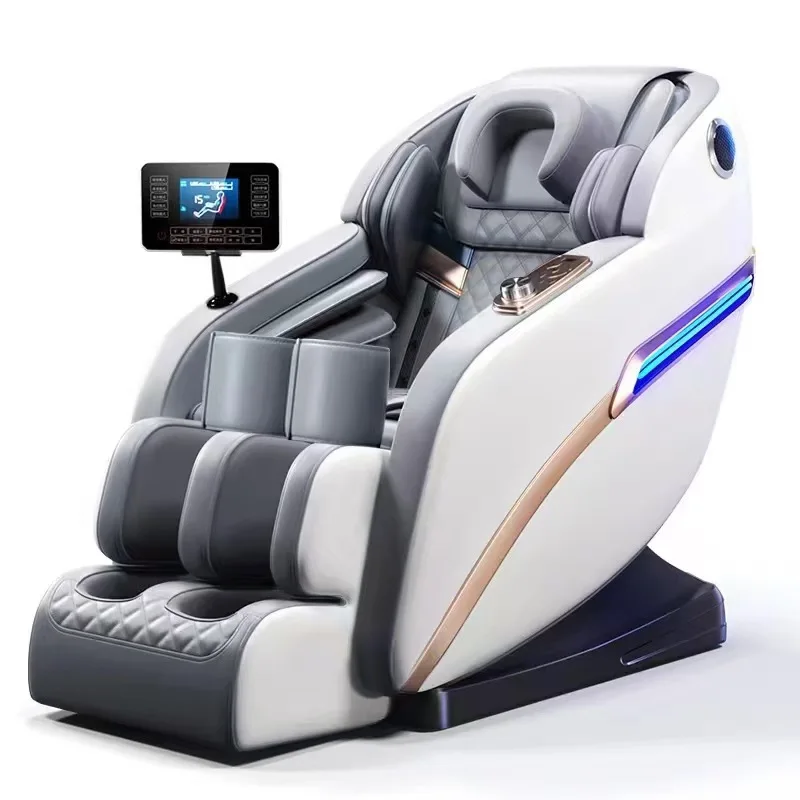 

8D Full-Body Massage Chair Hip Vibration Zero Gravity Recliner Featuring Shiatsu Musical Modern Leather Design Neck Foot
