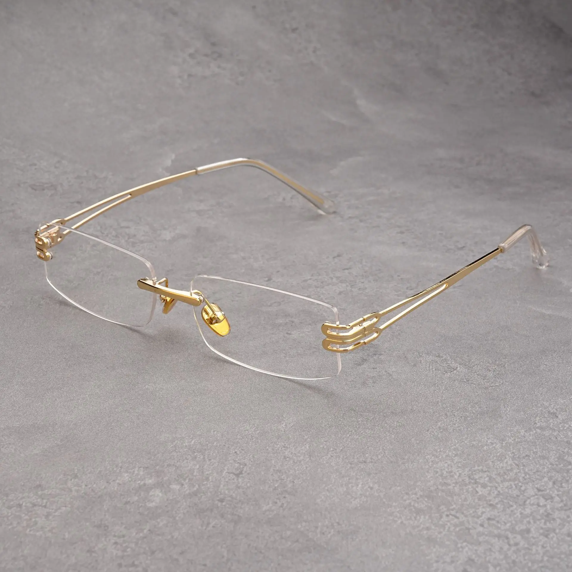 

Оправа для очков из чистого титана, высококачественная, квадратная, без оправы, для мужчин и женщин, модные, легкие, удобные, дизайнерские.