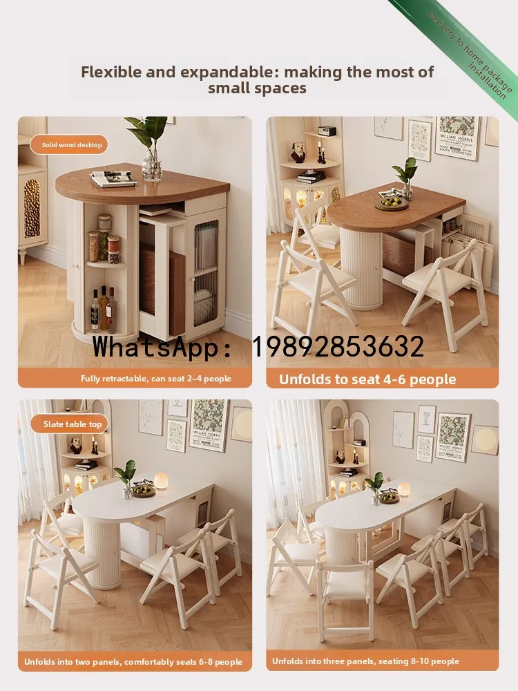 LYY Home Dining Table and Chairs Rock Board Restaurant Small Apartment Table Extendable Dining Table Nordic Style Foldable