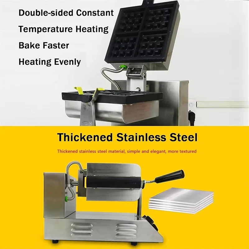 Tainless Steel Round Shape Small Rotating Waffle Maker Cute Commercial Japanese Waffle Machine