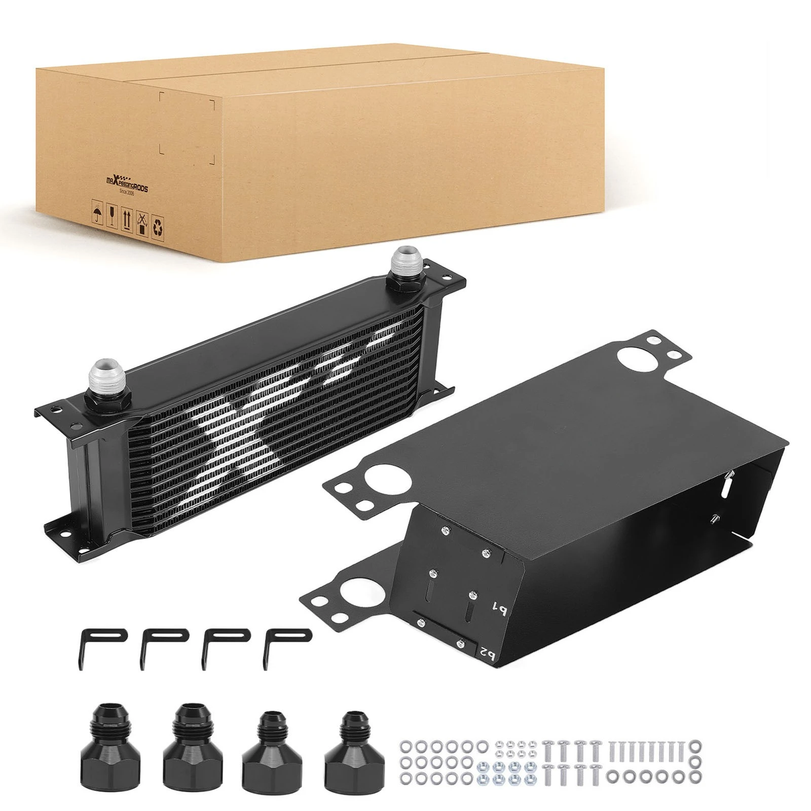 

13 Row Transmission Oil Cooler Kit Universal 10 AN Aluminum Engine Cooler Black