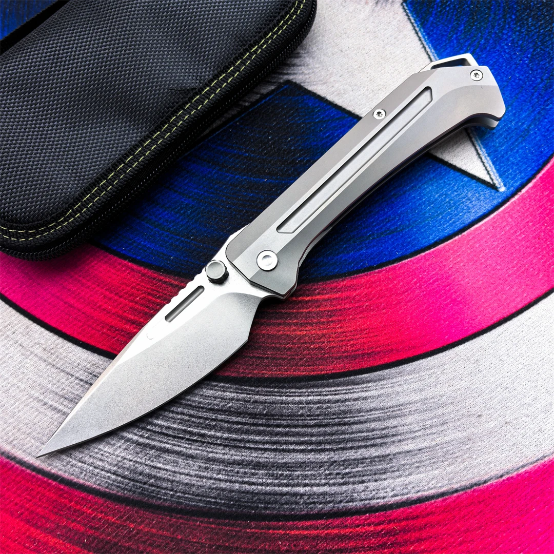 QK Original M390 Steel Folding Knife Titanium alloy Handle Bearing Camping Outdoor Picnic Fishing Hunting EDC Defense Tool