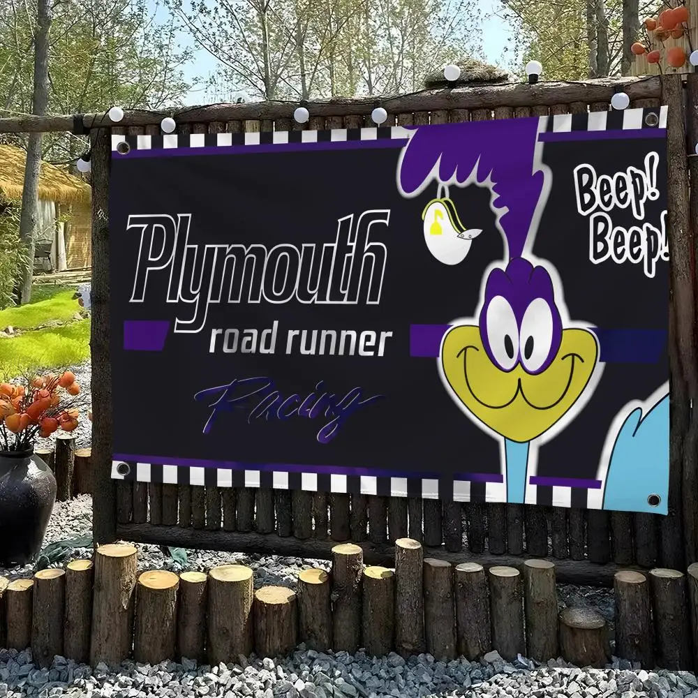 P-Plymouth R-Roadrunner Flags Custom Wall Hanging Background Art Banner for Bedroom Home Living Room Outdoor Decor