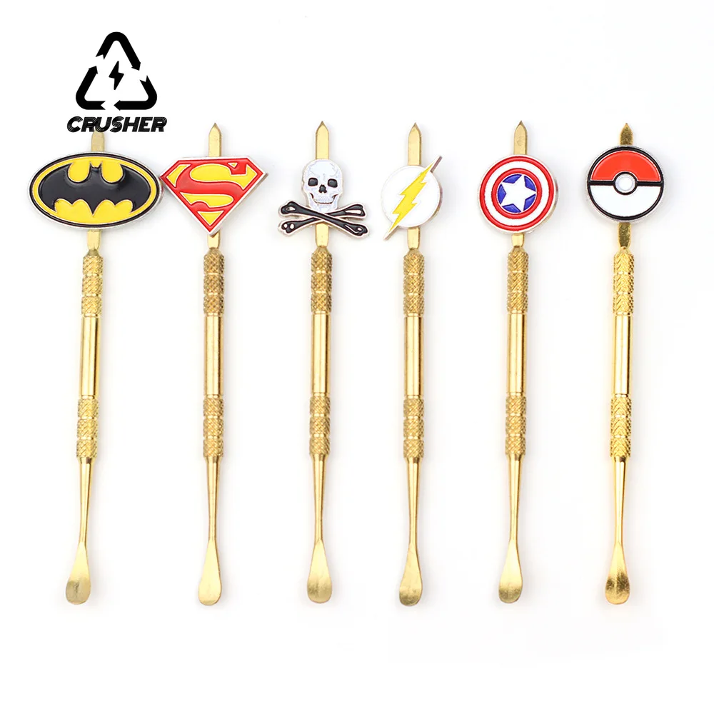 CRUSHER Heat Resisting Tobacco Oil Wax Spoon Cartoon Badge Stainless Steel Cleaning Stick Powder Smoking Pipe Accessories